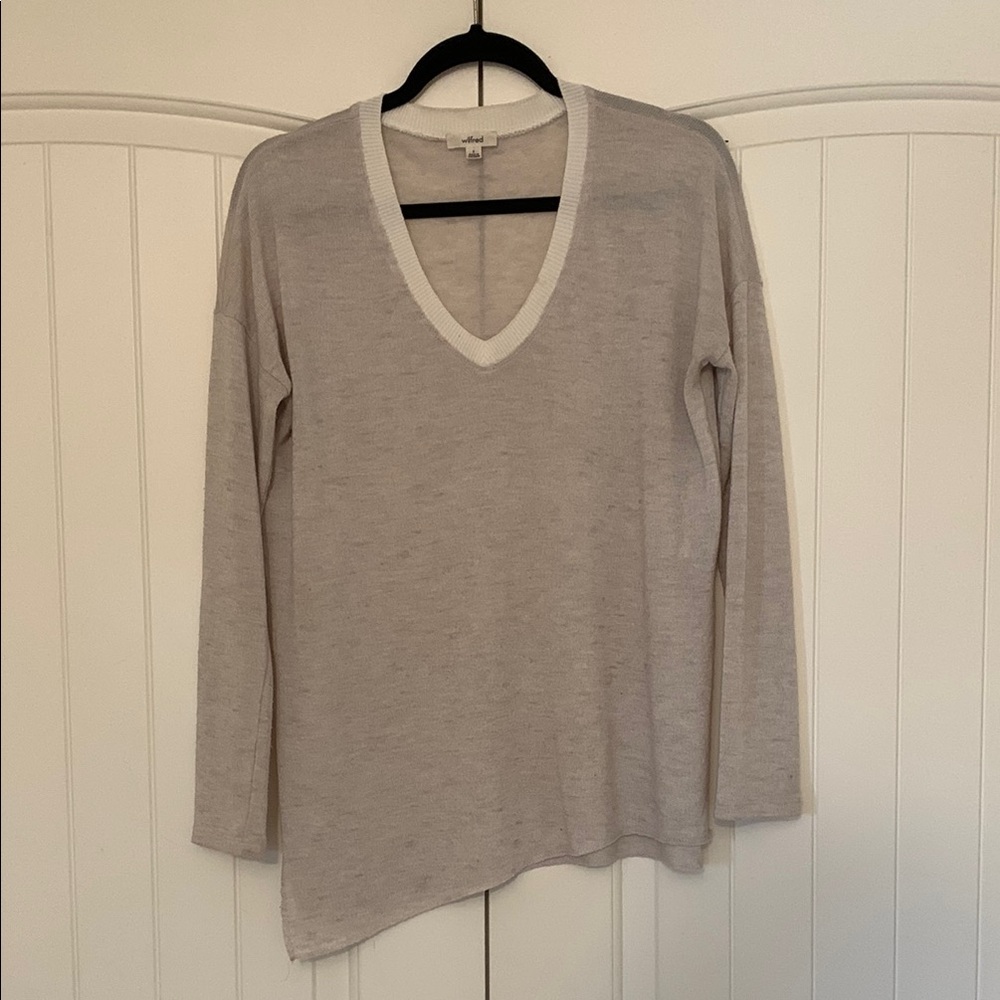 Wilfred Gray Asymmetrical Long Sleeve Blouse